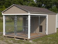 8x14 Double Dog Kennel with Clay Siding and White Trim