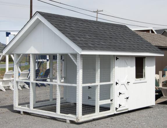 8x12 King Coop Style Chicken Coop with White Siding